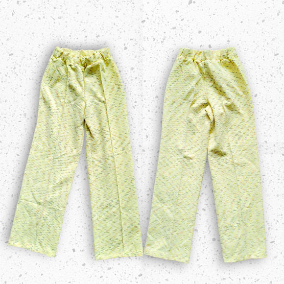 VTG 60s Polyester Ladies Slacks Yellow Swizzle Pattern By Miss Holly Sz Small - Picture 2 of 7